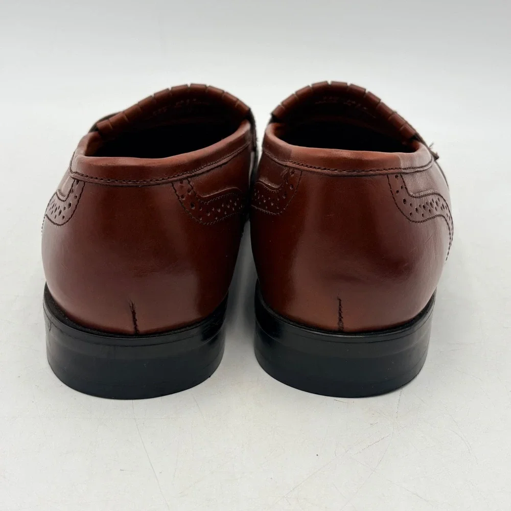 French Shriner Milton Mens‎ Brown Leather Kiltie Tassel Wingtip Loafers 9.5 M